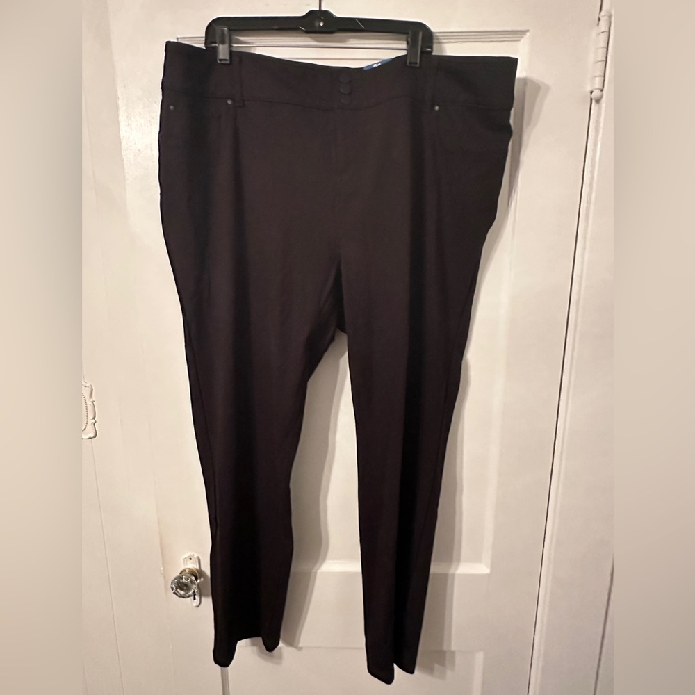 Terra & Sky Women’s Black Plus Size 5 Pocket Ponte Pants Stretch Mid-Rise NWT